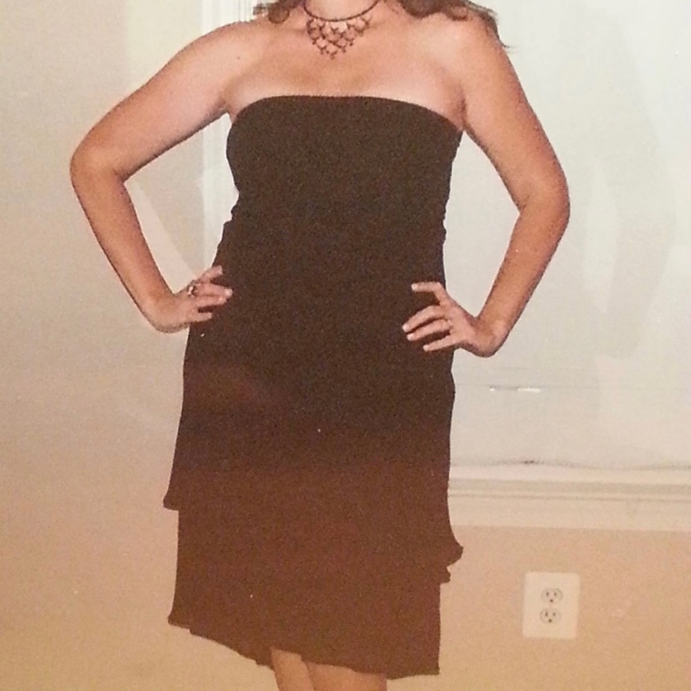 Silk black strapless dress